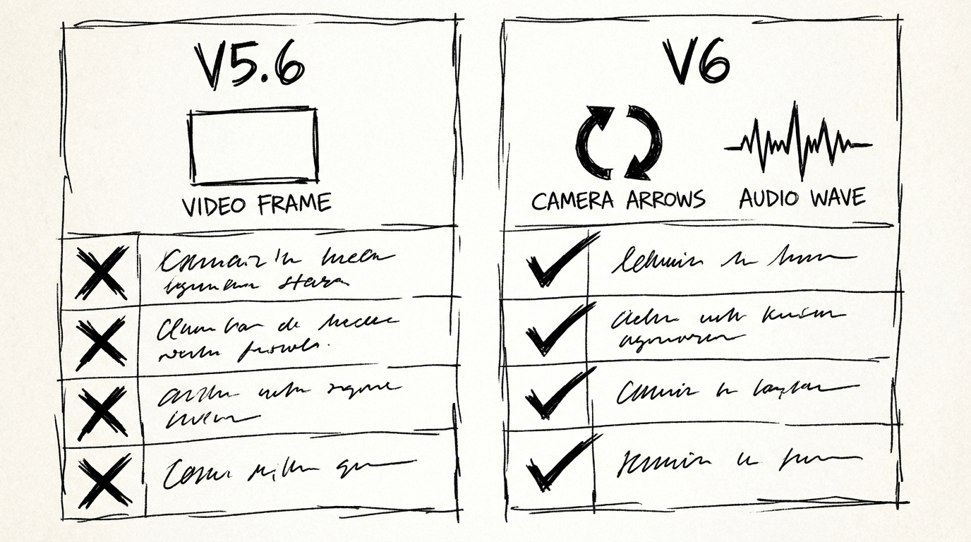 PixVerse V6 vs V5.6 feature comparison