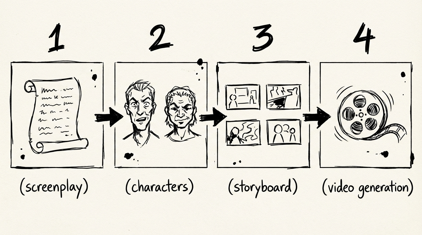 نظرة عامة على خط إنتاج وكيل مخرج فيديوهات بالذكاء الاصطناعي