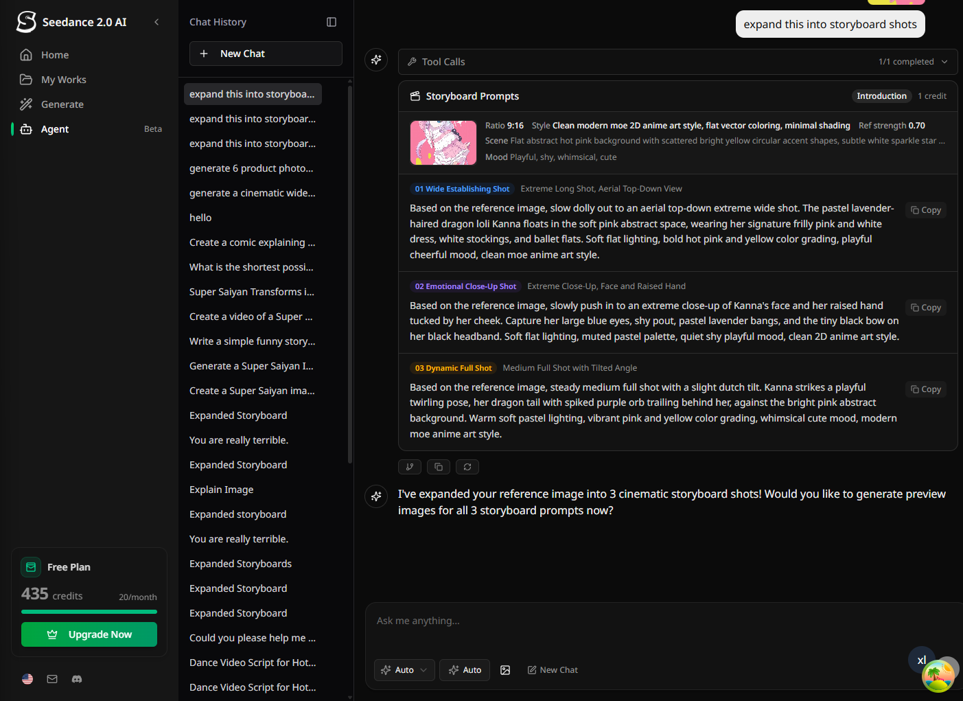 스토리보드 확장 — 하나의 이미지에서 3개의 시네마틱 샷으로